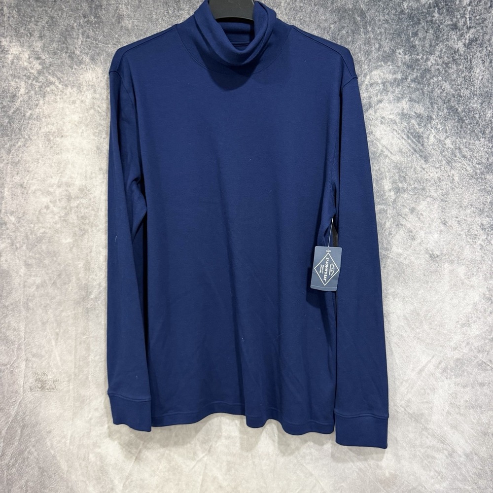 St. John's Bay Long Sleeve Turtle Neck Shirt Men's XL Navy Blue Stretch